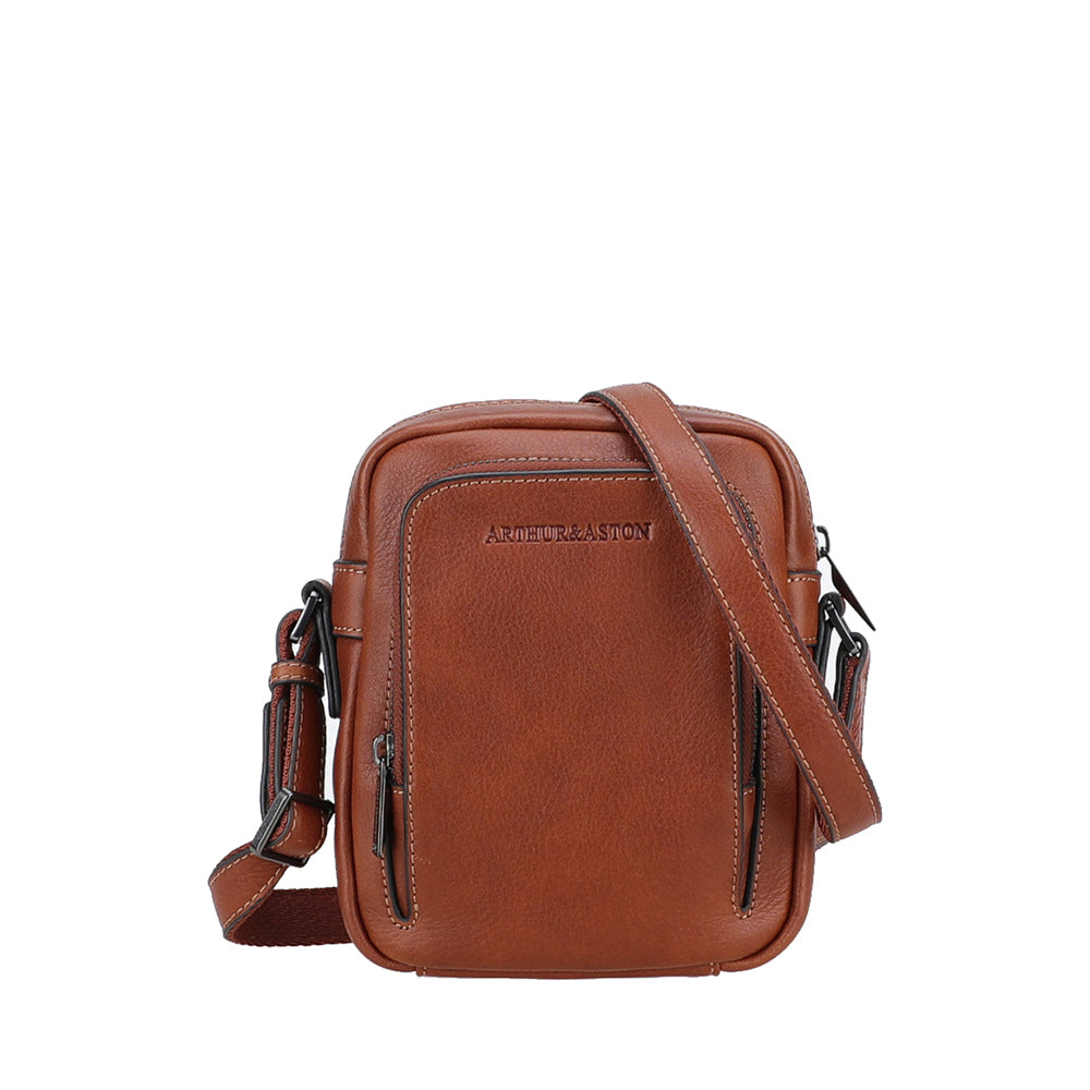 2628-05 Cognac - Petit sac travers cuir Nairo - ARTHUR & ASTON