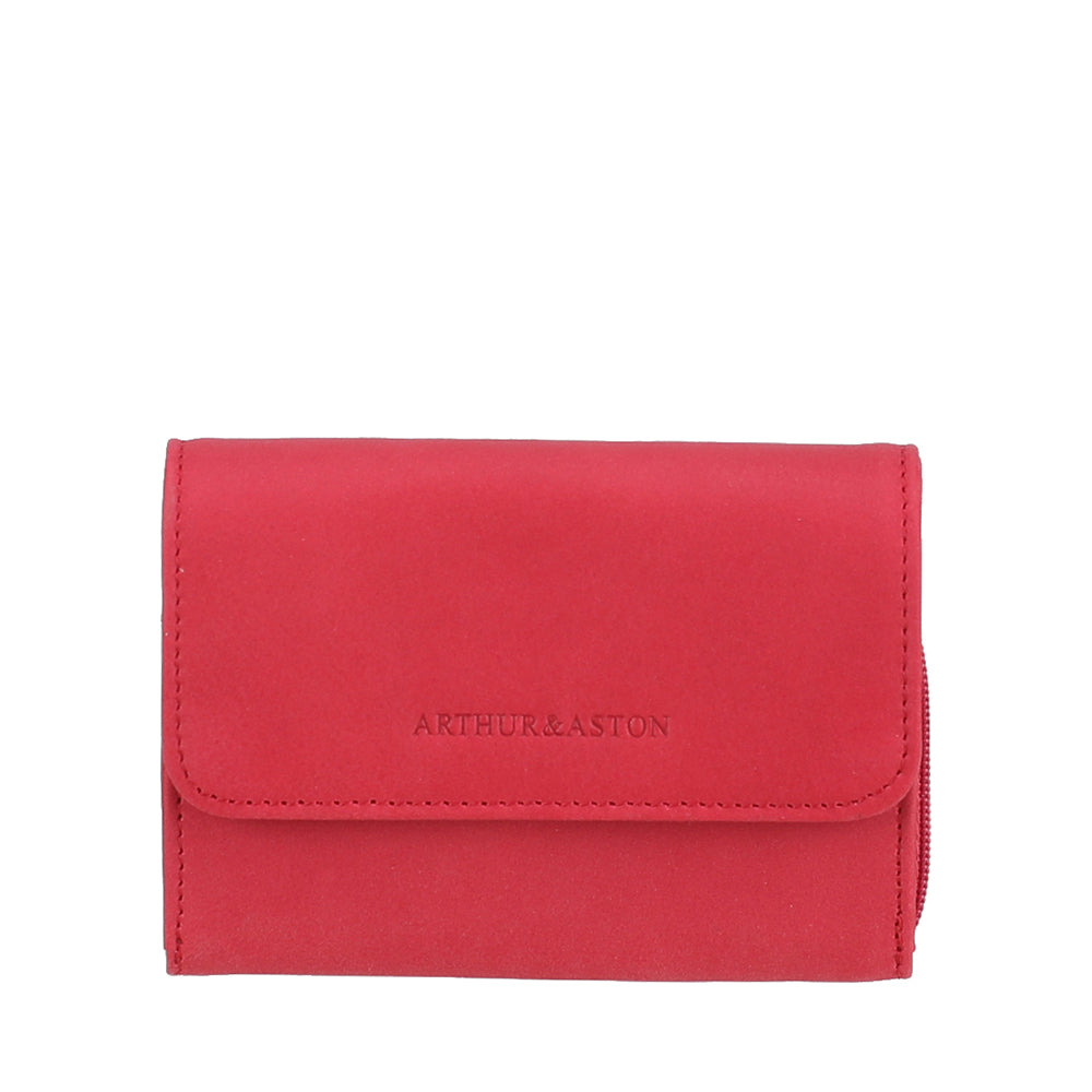 2613-165 Fuchsia - Petit Porte-monnaie pression Maé en cuir - ARTHUR & ASTON