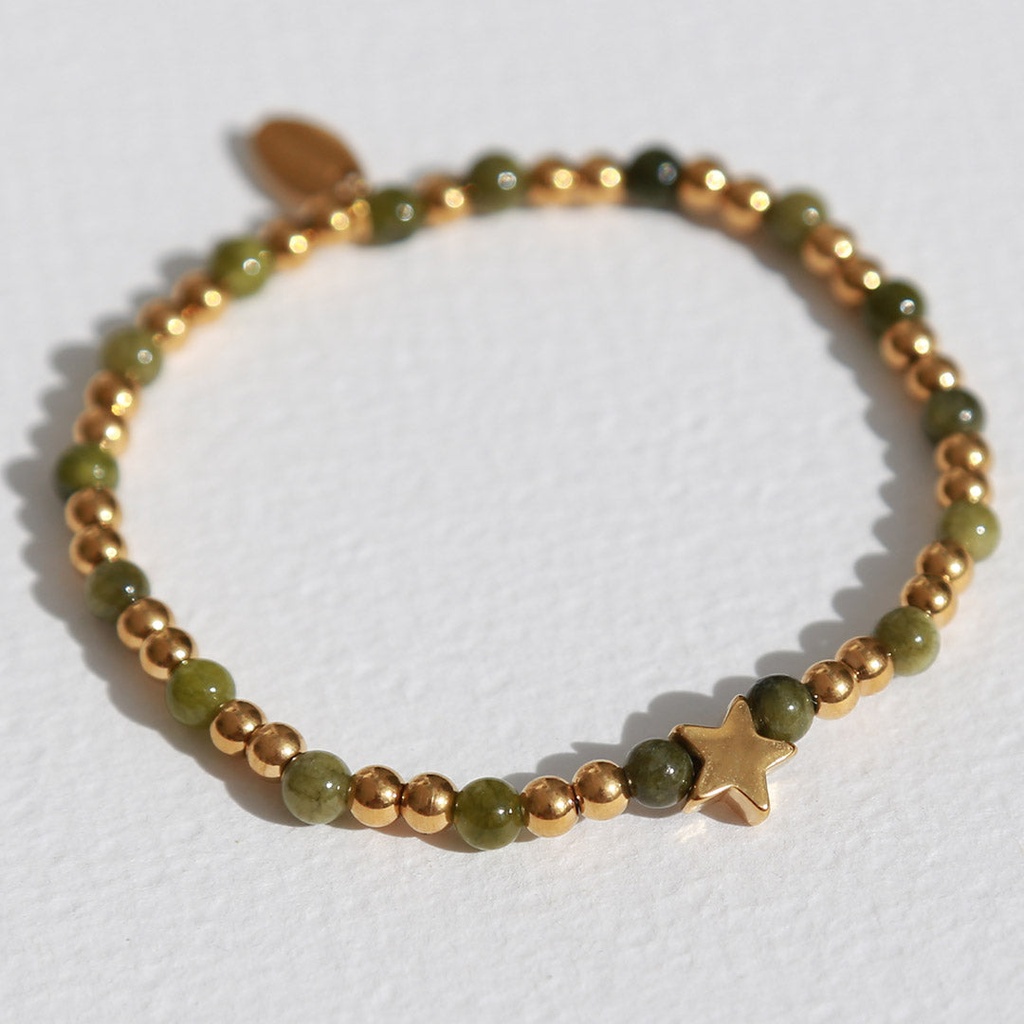 Bracelet Moraira étoile pierre olive - Love Ibiza