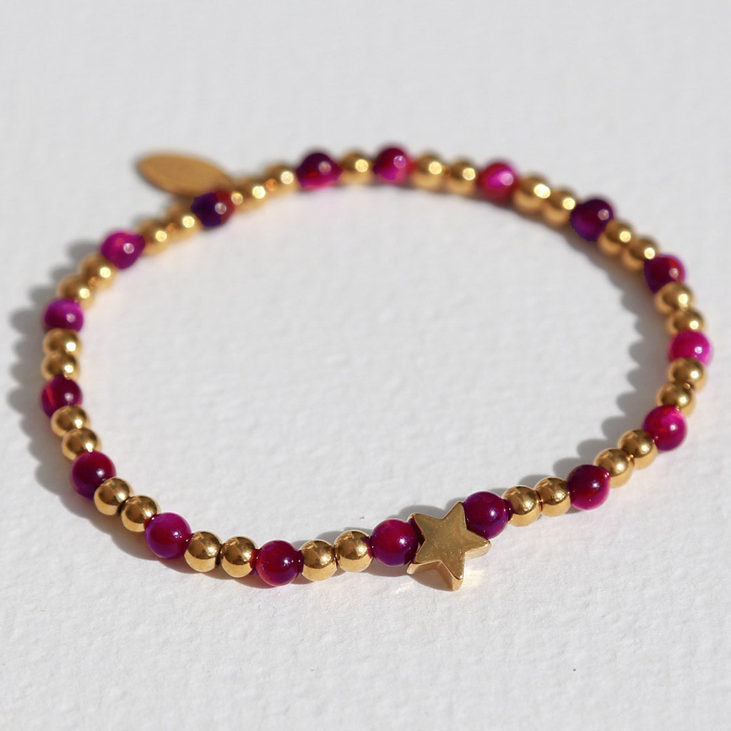 Bracelet Moraira étoile pierre cerise - Love Ibiza