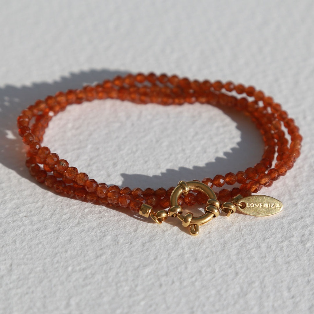Bracelet wrap à facettes grenat orange - Love Ibiza