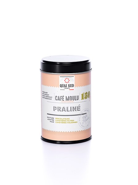 Café Moulu Aromatisé Praliné - Boîte Pop 150 g - Quai Sud