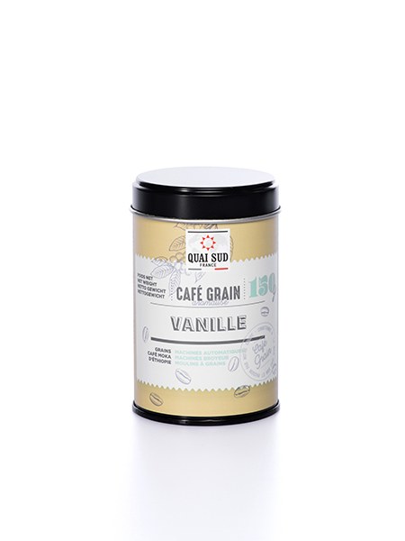 Café en Grain Aromatisé Vanille - Boîte Pop 150 g - Quai Sud