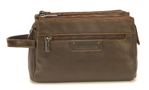 2028-21 - Trousse de toilette - Châtaigne cuir - ARTHUR & ASTON