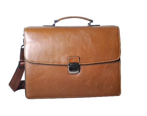 1389-03/2S - Porte documents cuir 2 Soufflets Marron - ARTHUR & ASTON