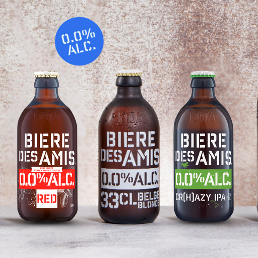Coffret Bières des amis sans alcool 3X33 Cl + 1 verre
