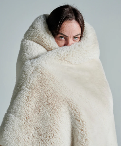 Plaid fausse fourrure - Ours polaire beige