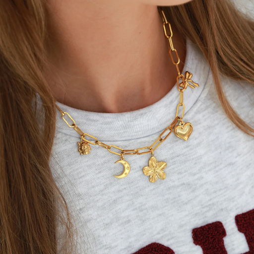 Chaîne à maillons - Fleur Lune - Love Ibiza